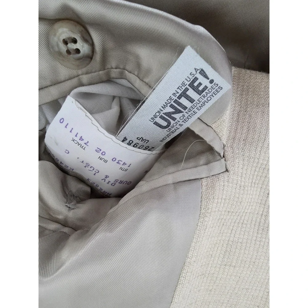 Vtg Jhane Barnes Blazer Jacket Mens 44R Beige‎ Sports Coat Career 3 B USA
